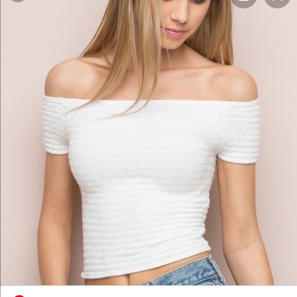 Brandy ribbed white crop top